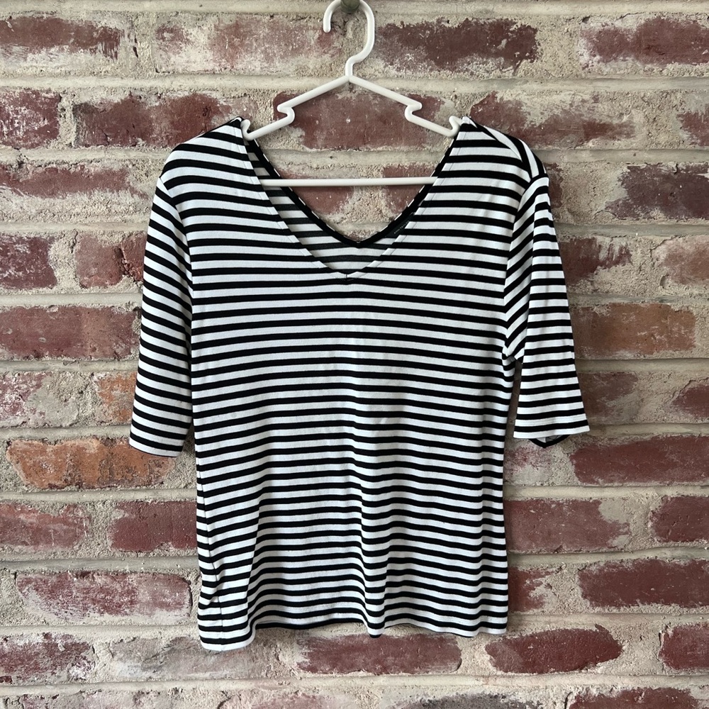 Ann Taylor Black and White Striped Women's Top size small
